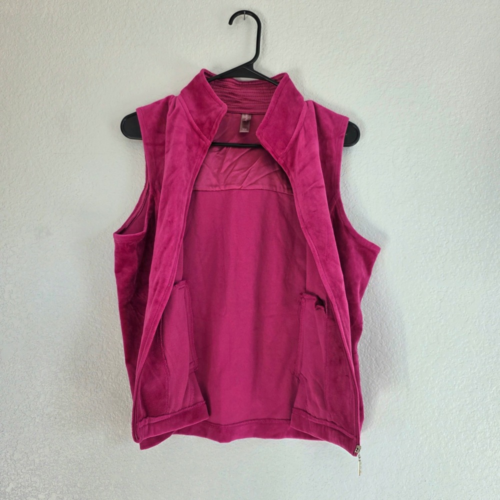 White Stag Womens Pink Zip Up Velour Vest Size S 4 6 - Picture 5 of 12